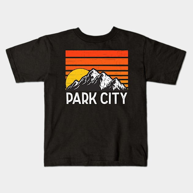 Retro Vintage Park City Utah Kids T-Shirt by JKFDesigns